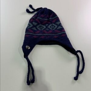 100% Wool Top Notch Knits Stylish Navy and Purple Knit Hat